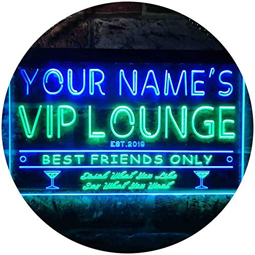 ADVPRO Personalized Your Name Est Year Theme VIP Lounge Bar Club Pub Dual Color LED Barlicht Neonlicht Lichtwerbung Neon Sign Grün & blau 600 x 400mm st6s64-qi1-tm-gb