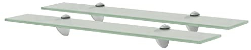 vidaXL 2X Regal Schwebend Wandregal Glasregal Glasboden Glasablage Badablage Wandablage Badregal Ablage Regale Bad Glas 60x20cm 8mm Mattiert