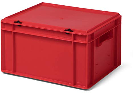 1a-TopStore Design Aufbewahrungsbox mit Deckel | Stapelbox stapelbar | 5 Farben | 8 Größen (40x30x22 cm, rot)