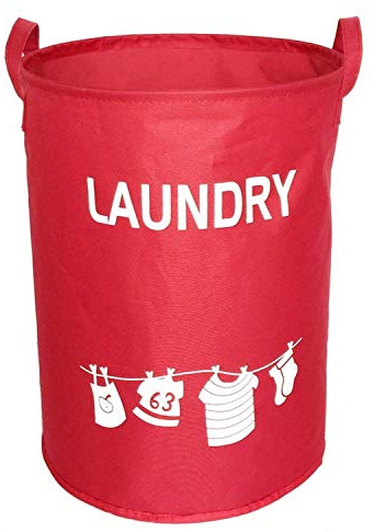 KHTO Cesta de lona plegable con cordón para ropa sucia, cesta de lavandería, para juguetes, ropa, cubo de almacenamiento, organizador de lavandería, 35 x 45 cm (rojo)