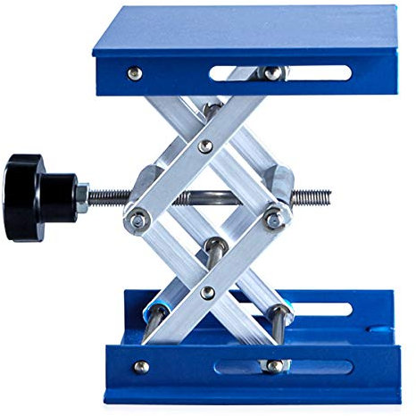 Labor Hebebühne Hubtische Hebeplattform Blau Galvanik Aluminium Lab Ständer Rack Scherenheber Lifter für Chemische Instrument (100mm * 100mm)