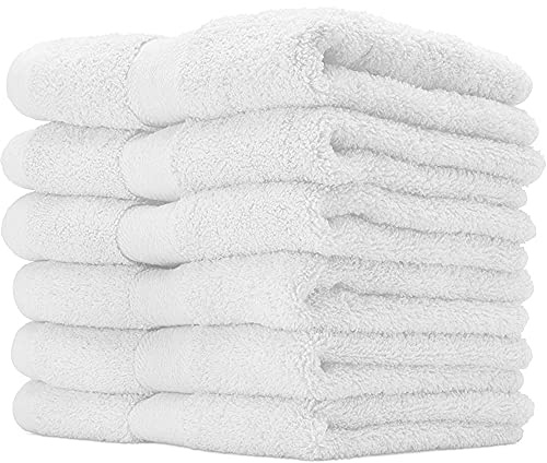 Pack Of 6, 12, 24, 48 & 96 Face Cloths 100% Egyptian Cotton Premium Quality, Extra Soft, Highly Absorbent Flannels Washcloth. (6) White