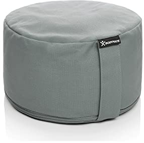 BODYMATE Cojín de yoga redondo de 31 cm de diámetro, 16 cm de alto, con relleno de piel de trigo sarraceno, funda lavable a máquina, 100% algodón extragrueso, cojín de meditación, cojín de asiento