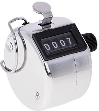 Voarge Handzähler Counter Klicker Schrittzähler, Handzähler mit 4-stelligem Display aus Metall Mechanische Clicker, für Personenzähler, Golf, Reihenzähler Stricken