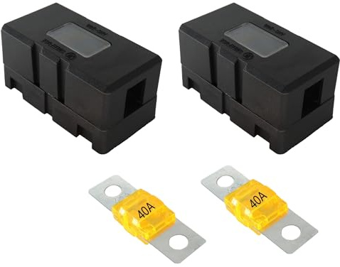 HISports Midi Sicherungshalter, 2 Stück ANS Auto-Sicherungshalter und 2 Stück Mega Sicherung 40A Ampere Mega Sicherungshalter Auto Sicherungshalter für Autos LKWs Fahrzeuge