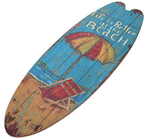 Sommer Surfboard Deko, Deko Surfbrett Wandschild Surfer, Surfbrett Holzschild Außendeko Für Sommer Innenbereich Zuhause Bar für Wände am Meer, tropische Bars, Heimparty-Dekor (17.7in)