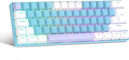 Diseño del Reino Unido 60 por ciento teclado mecánico para juegos, 62 teclas con cable mecánicas anti-fantasma azul interruptores teclado para juegos con teclas ABS, 14 modos de retroiluminación RGB