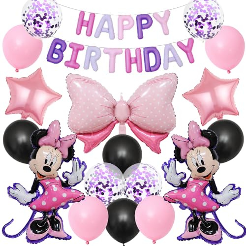 Decoration Anniversaire Ballons Fille, Kit Anniversaire Fille avec Bannière, Deco Anniversaire Rose Ballons, Birthday Party Décorations pour Enfants