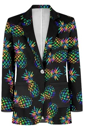 Binienty Grapihc Blazer décontracté à manches longues pour homme - Léger - Coupe ajustée - Avec poches, Ananas, XXXXXL