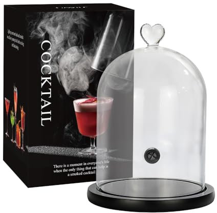 Cavir Cloche à fumer pour aliments et boissons avec base en bois, accessoire infuseur à fumée, dôme en verre pour pistolet fumeur