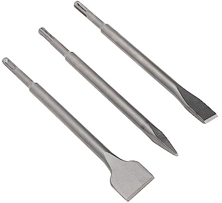 Tyenaza Set di Scalpelli 3 Pz, Scalpello a Scanalatura, Punta a Stelo Rotondo, Scalpelli in Lega di Acciaio per Pietra di Cemento, Metallo, Pietra