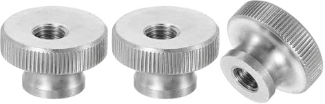 sourcing map Rändelmuttern, 3 Stück, M6 x T 20 mm x H 12 mm, Edelstahl, runde Knöpfe, Befestigungselemente, Durchgangsloch, Handschraube, Mutter, Silber, für 3D-Drucker-Teile, Werkzeugmaschinen
