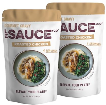 Le Sauce & Co. 4-serving Roasted Chicken Gourmet Brown Gravy, Gluten Free, Premium Broth, Add to Rotisserie Chicken Breast, Mashed Potatoes, Pantry Staples, Cream Gravy Mix