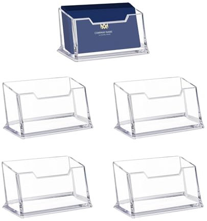 5 Stück Acryl Business Card Holder, Visitenkartenhalter, Acryl Visitenkartenhalter, Klarer Visitenkartenhalter, Aufsteller Visitenkartenständer für Schreibtisch oder Theke, Zuhause
