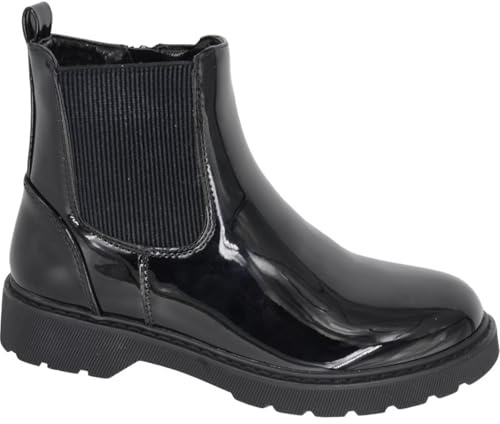 Cipriata Girls Mira Ankle Boots With Zip Fastening Patent Black 11 UK Child
