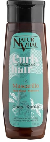 NaturVital Mascarilla Curly para cabello Rizado, Ondulado o Texturizado, con Coco y Karité Sin Silicona ni Parabenos - 280ml