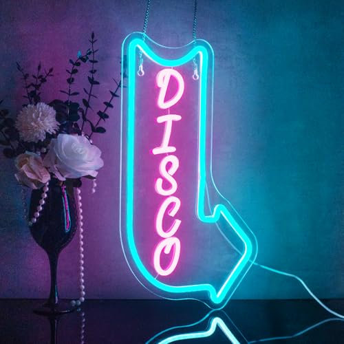 Looklight Pink Arrow Neon Light Sign, Led Sign, Neon Signs for Wall Decor, LED Light for Disco, Bedroom, Bar, Club, Party, Retro Decor, 23.5 x 42cm