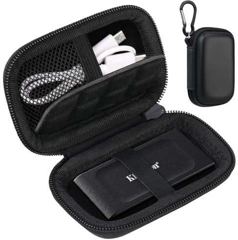 Lacdo Estuche de Transporte rígido para Kingston XS1000R / XS2000 / XS1000 SSD 500GB/1TB/2TB/ Portable External Solid State Drive USB 3.2 EVA Bolsa Protectora, Negra