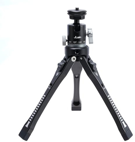 FocusFoto 2 in 1 360° Panoramic Ball Head & Adjustable Aluminum Desktop Tripod, 4 Level Height (45-165mm) with Cold Shoe Adapter, 1/4-20 & 3/8-16 Screws for Mirrorless