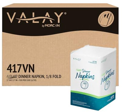 Morcon Valay 417VN Papierservietten mit Leinen-Feel für Veranstaltungen und Restaurants, gehobene Dinnerpartys oder Hochzeiten, langlebige und saugfähige weiße Papierservietten, Einweg-Servietten,