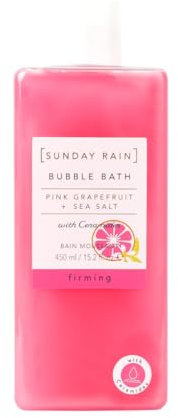 Sunday Rain Revitalising and Cleansing Pink Grapefruit and Sea Salt Bubble Bath, Vitamin-Rich, with Ceramides, Pink, 450ml