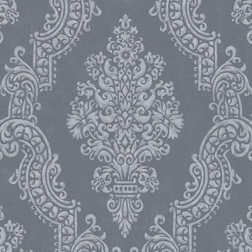Baroque wallcovering Wall Profhome 397657-GU Non-Woven Wallpaper Textured with Ornaments Shimmering Anthracite Grey 5.33 m2