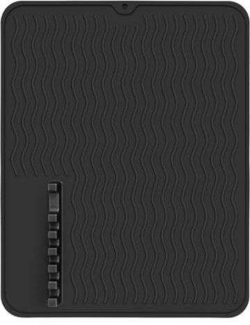 Thinkingwings Tappetino scolapiatti 50 x 40 cm, scolapiatti, in silicone, resistente al calore, antiscivolo, per lavello, scolapiatti (nero)