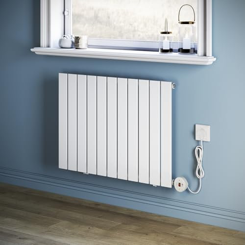ZANOFIRA 800W Smart Electric Radiator with WiFi Control, Programmable Timer & LCD Display, Energy-Efficient, White Vertical Designer Radiator Single Column Flat Panel, 600x832mm