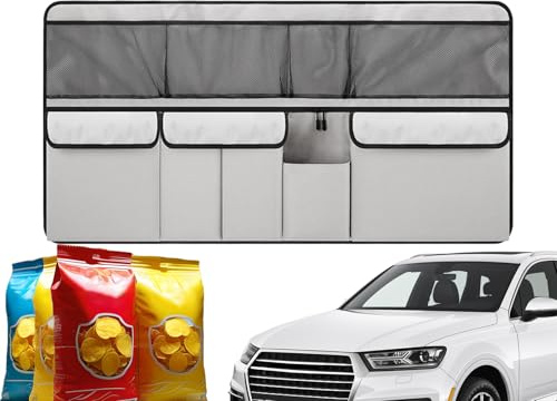 Organizzatore per bagagliaio da auto con deposito | Borsa portaoggetti per auto multitasche - Grande organizer multiuso per baule da viaggio, campeggio, snack, vestiti, scarpe per pannolini in