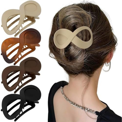 KIRZAX 4 Pcs Pince à Cheveux Noir Vintage, Pince a Cheveux Femme Antidérapante Hair Clip,Accessoires de Cheveux pour Femmes et Filles, Grande Pince Cheveux Femme Epais Grosse Barrette Cheveux