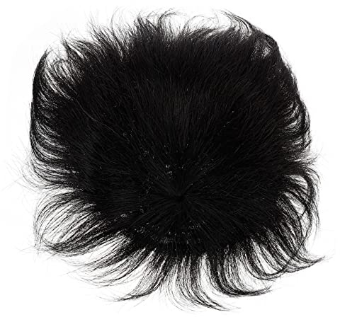 SAFIGLE Peluquín Natural con Clip Reemplazo Invisible para Pérdida de Cabello Diseño Transpirable y Cómodo Color Negro Natural