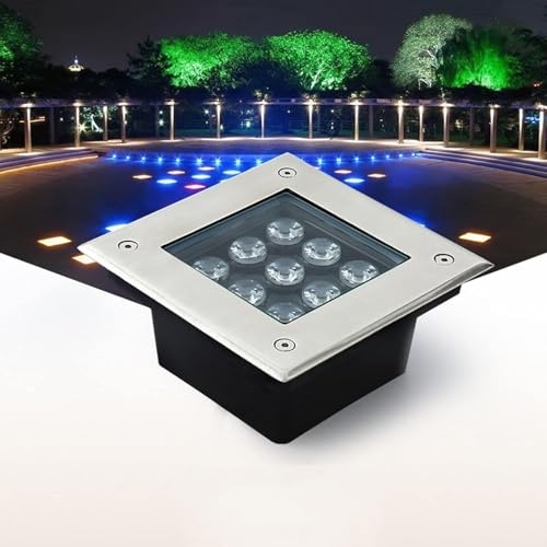 In Ground Lights, Waterproof Square Landscape Lights for Outdoor Pathway Deck Lighting, 9W IP66 Rating, Ideal for Driveway and Step Illumination