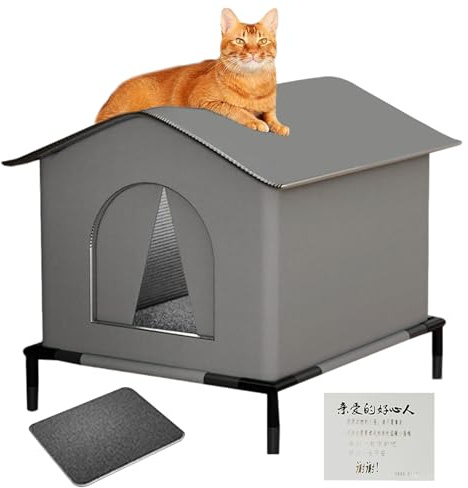 Wasserdichter Unterschlupf - 40x33x33cm Katzenhöhle Haustierhaus | Katzenhaus Für Draußen | Katzenhaus Outdoor Winterfest Für Garten Terrasse Rasenfläche