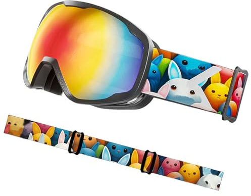 TingHaoO Occhiali da sci a doppio strato con lenti resistenti alla nebbia, comodi da indossare per ragazzi e ragazze dai 3 ai 15 anni, per sport invernali, sci, snowboard, snowboard
