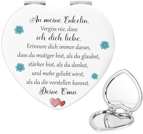 musoeica Geschenk Enkeltochter Kosmetikspiegel Geschenk für Enkeltochter Geburtstagsgeschenk Valentinstagsgeschenk Ostergeschenk, kompakter Make-up-Spiegel Taschenspiegel Geschenke Für Enkelin