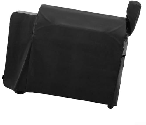 Yuanpgky Cubierta de parrilla de pellets de madera resistente al agua, tela Oxford 420D, 104 x 68,5 x 124 cm, para protección de barbacoas al aire libre, resistente a la decoloración, color negro