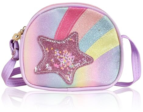 Kinder Umhängetasche Kleine Handtasche Mädchen Kinderhandtaschen Mädchen Schultertaschen Tasche Glitzer Süße Crossbody Tasche Umhängetasche mit Verstellbare Schultergurt für Kinder 3-10 Jahre