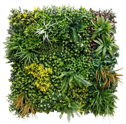 Floordirekt Pflanzenwand Spring Garden 100×100 cm – Künstliche Pflanzenwand mit klick-System – Naturgetreue, pflegefreie Grünwand – Für Innen- & Außenbereiche