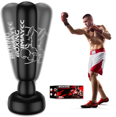 Boxningssäck stående för vuxna, 2026 uppgradering förtjockad 180 cm PVC boxningssäck för nybörjare (män och kvinnor) – för punch fit, boxning, träning, muay thai, MMA.