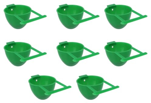 TOYANDONA Mangiatoia per Pappagalli Domestici 8 Pezzi in Plastica Verde, Contenitori Rotondi per Cibo e Acqua, Accessorio Sicuro per Gabbia di Uccelli Piccoli