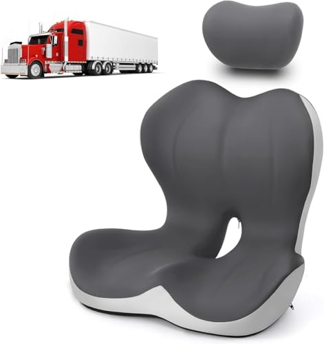 HoldOneLight ortopedisk sittdyna med ryggstöd [sidostöd och komfort] sittdyna för kontorsstol och bil – ergonomisk, sittdyna, svanskoskudde (med nackstöd)