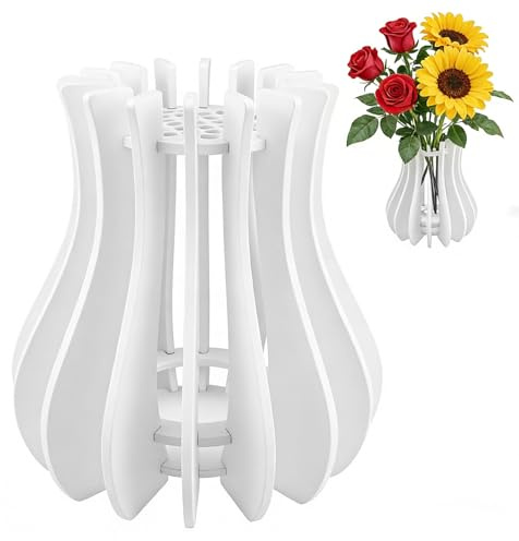 Jarrón para ramo de flores Lego, jarrón de madera, rompecabezas de madera blanca para kit de construcción de ramo Lego, para productos botánicos Lego, narcisos, girasoles, rosas, flor de cerezo