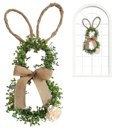Osterhasenkranz - 50cm Osterkranz Für Türen Oder Fenster, Weidenkranz Mit Schleifen, Künstliche Türkranz, Hasenförmiger Wandkranz Frühlingskranz Für Easter Haustür Wand Fenster Frühlingsdeko