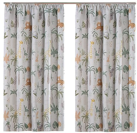 heimtexland Kinder Deko Vorhang 2er Set Verdunkelungsgardinen Kinderzimmer Thermo-Gardine Sonnenschutz Kälteisolierend verdunkelnd Typ922 Safari Bandschal HxB 145x135 cm