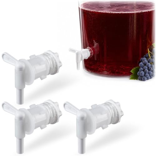 KADAX utloppskran för jäskorg, uppsättning av 3, dräneringskran med tätning och mömor, avloppskran av plast, kran för jäsbehållare, kran för öl och vin