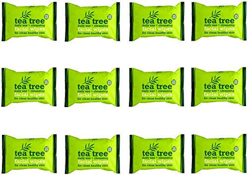 Tea Tree Daily Use Cleansing Facial Face Make Up Wipes (12 x 25 Packs)