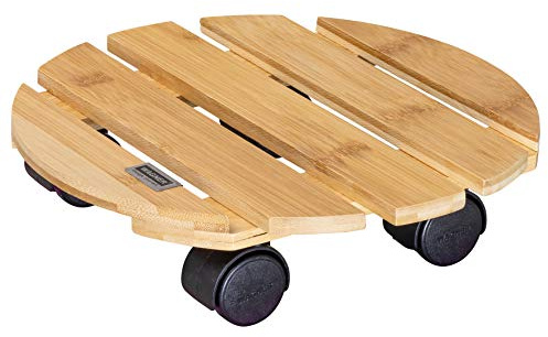 WAGNER Pflanzenroller Bamboo Ø 29 x 7 cm I Pflanzenroller für den Innenbereich, Bambusholz hell I Kübelroller aus Bambus I Tragkraft 100 kg - 20026701