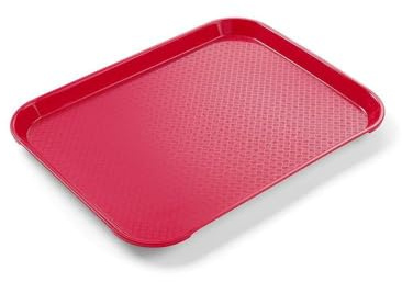 HENDI Vassoio da portata, piccolo, rettangolare, multiuso, vassoio da servizio, da cucina, per fast food, per servire cibo e bevande, 265x345x(H)20mm, rosso, polipropilene