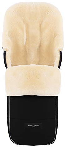 WERNER CHRIST BABY, Lammfell-Fußsack FLIMS – warmer Buggy, Kinderwagen-Fußsack (Kinder ab 6 bis 36 Monate) aus medizinischem Fell, universal mit Langsschlitzen in Black (schwarz)