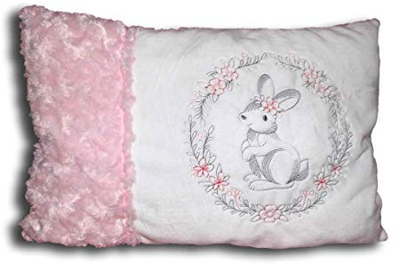 Besticktes Babykissen Kinderkissen mit Häschen | Personalisiert mit Namen, 30x40 cm